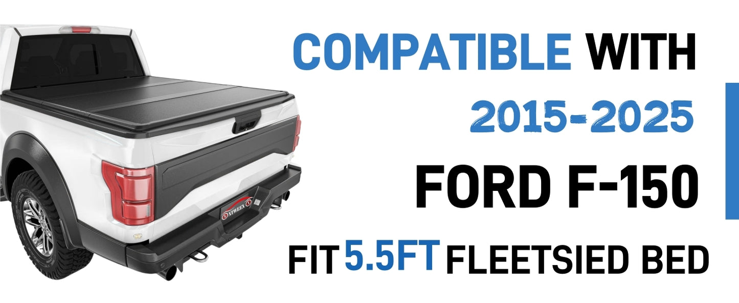 2015-2025 Ford F-150 Hard Tri-Fold Truck Bed Tonneau Cover